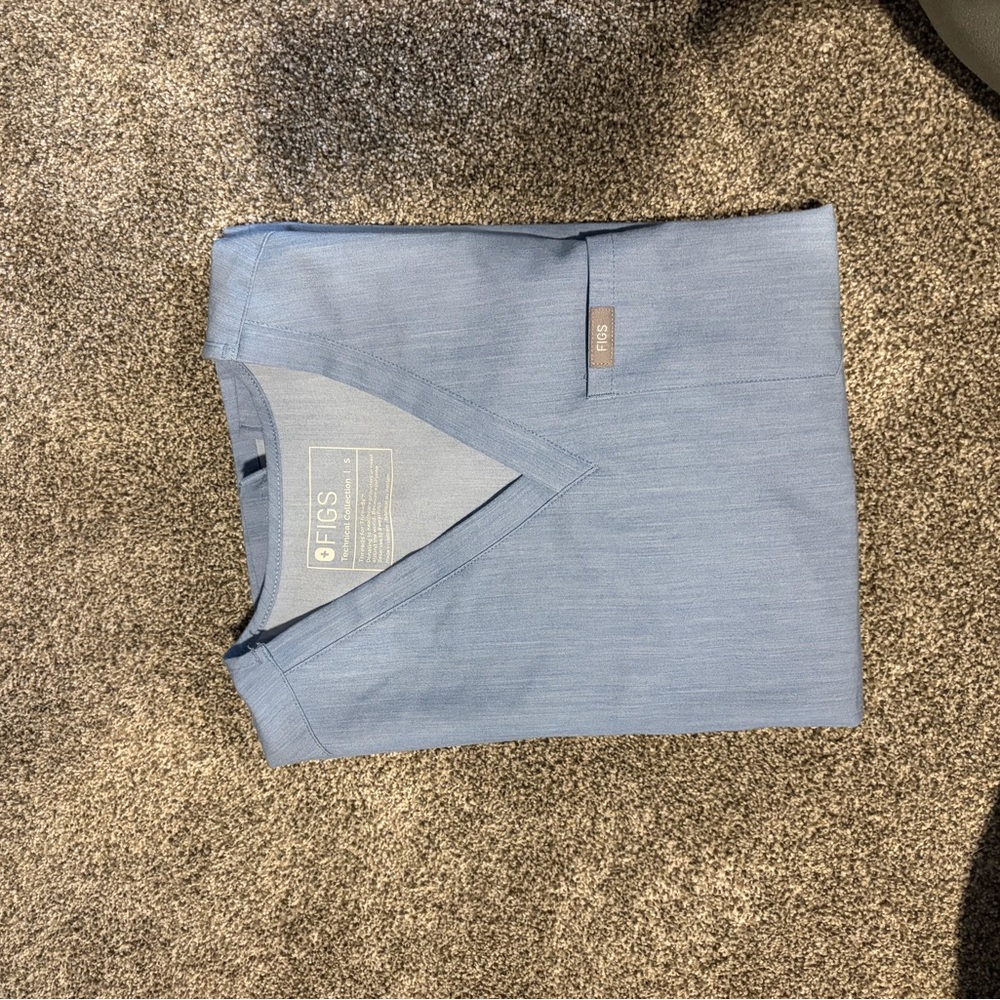 FIGS V-Neck Scrub Top in Heather Indigo